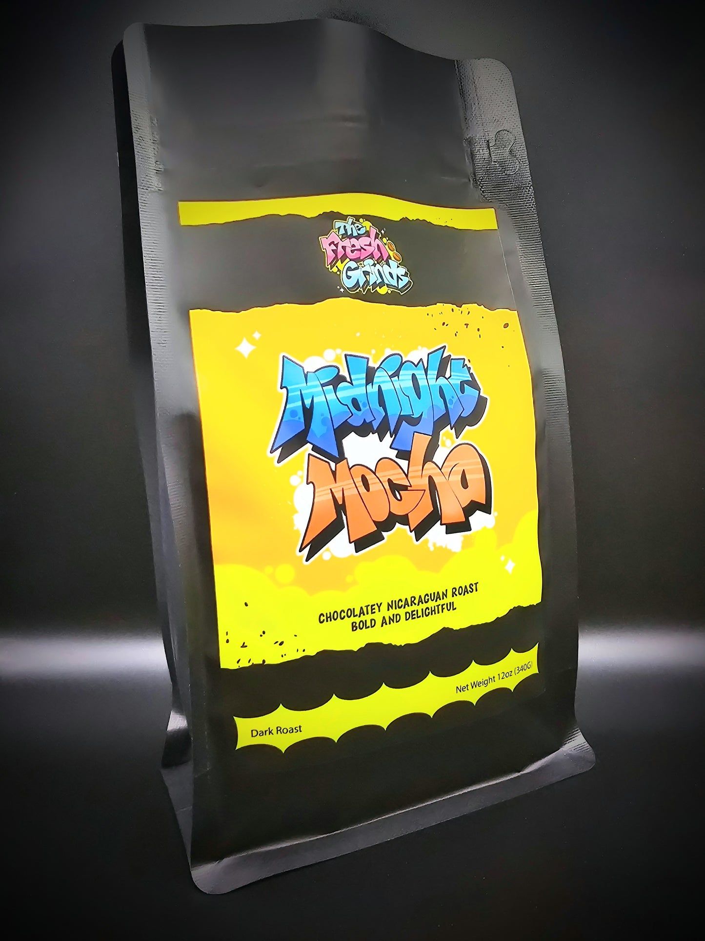 Midnight Mocha Coffee Grinds Front Side
